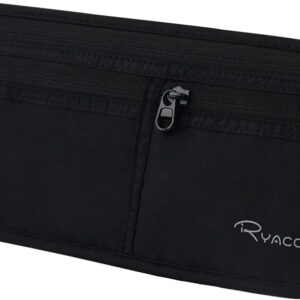 RYACO Travel Money Belt, RFID Waist Pack for Running, Cycling, Hiking - Durable Comfortable Lightweight Secure Hidden Travel Passport Wallet
