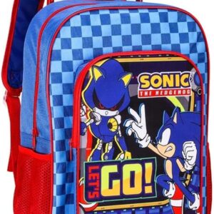 Peppa Pig Sonic The Hedgehog Premium Trolley Bags for Kids, Boys & Girls - Travel Backpack with Wheels, Large Compartment & Extendable Handle - Carry-On Luggage Suitcase for Children - for Age 3+