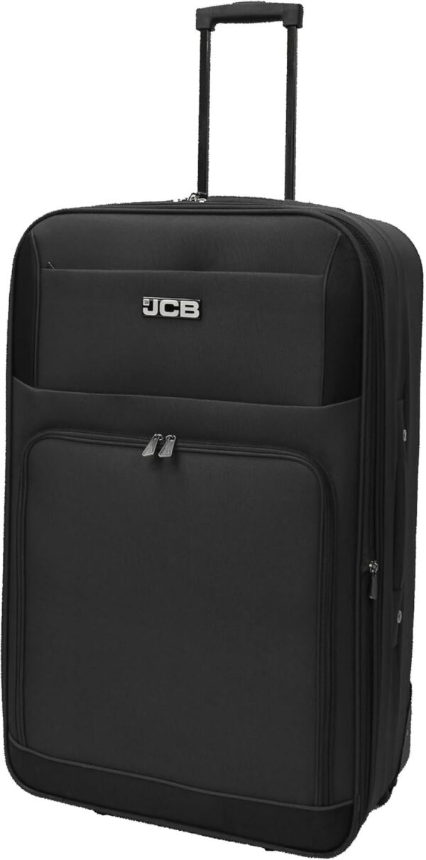 JCB 28" Large Suitcase, Lightweight Case with Telescopic Handle, Family Case, Trolley Bag Case - Black - 29"