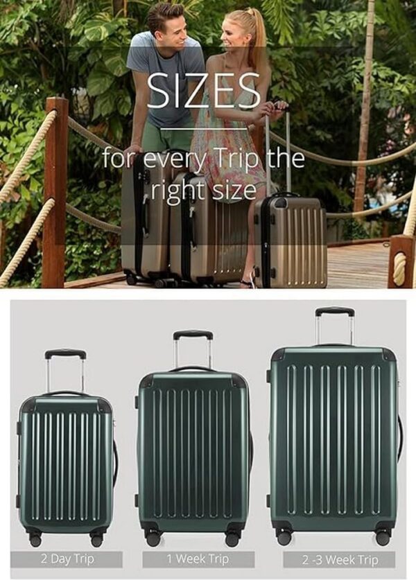 HAUPTSTADTKOFFER - Alex - Set of 3 Hard-side Luggages Trolley Suitces Expandable, (S, M & L), dark green - Image 3