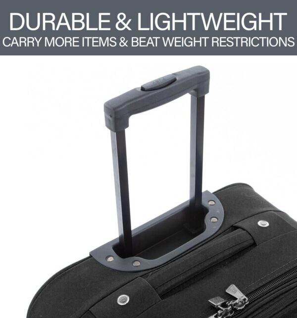 JCB 28" Large Suitcase, Lightweight Case with Telescopic Handle, Family Case, Trolley Bag Case - Black - 29" - Image 3