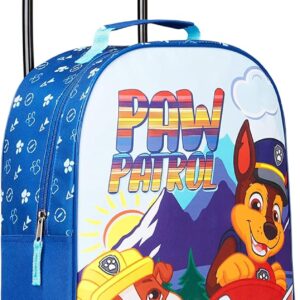 Paw Patrol Carry On Suitcase for Kids Foldable Trolley Hand Luggage Bag Travel Bag with Wheels Cabin Bag Wheeled Bag with Handle Chase Rubble Marshall Trolley Suitcase