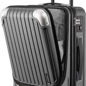 LEVEL8 Carry-on Suitcase 20-Inch Cabin Luggage, ABS+PC Hardshell Spinner Trolley Luggage with TSA-Approved Locks 4 Wheels Suitcase, Grey